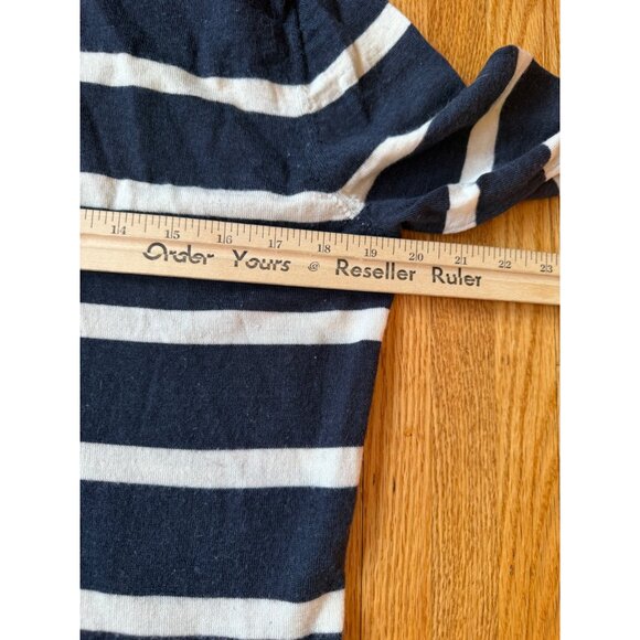 Banana Republic Womens Merino Wool Button Neck Striped Sweater Large Navy White - Picture 5 of 8